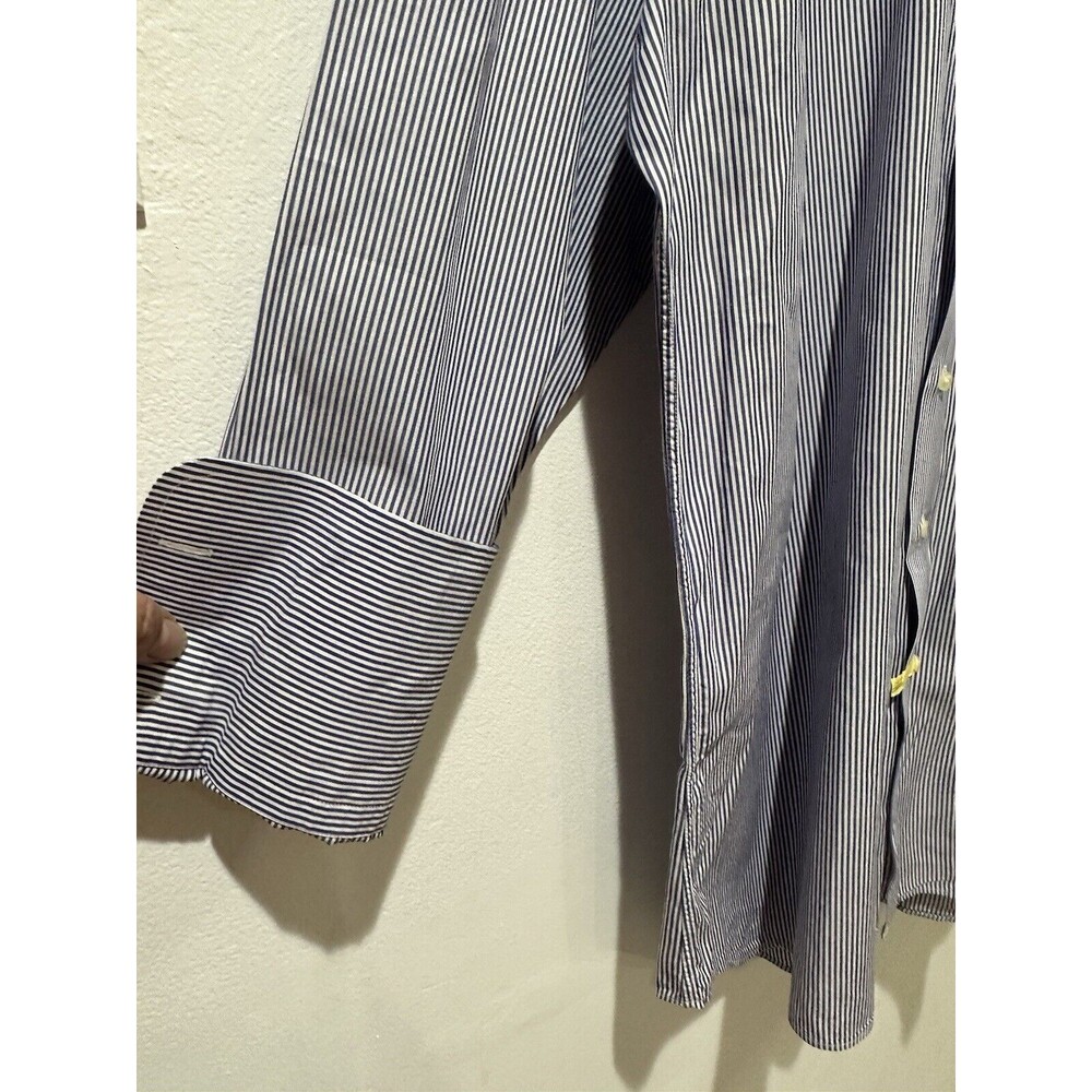 Burberry London Men's 18-38 Blue Stripe Cotton Long Sleeve Button Down Shirt - Picture 8 of 16